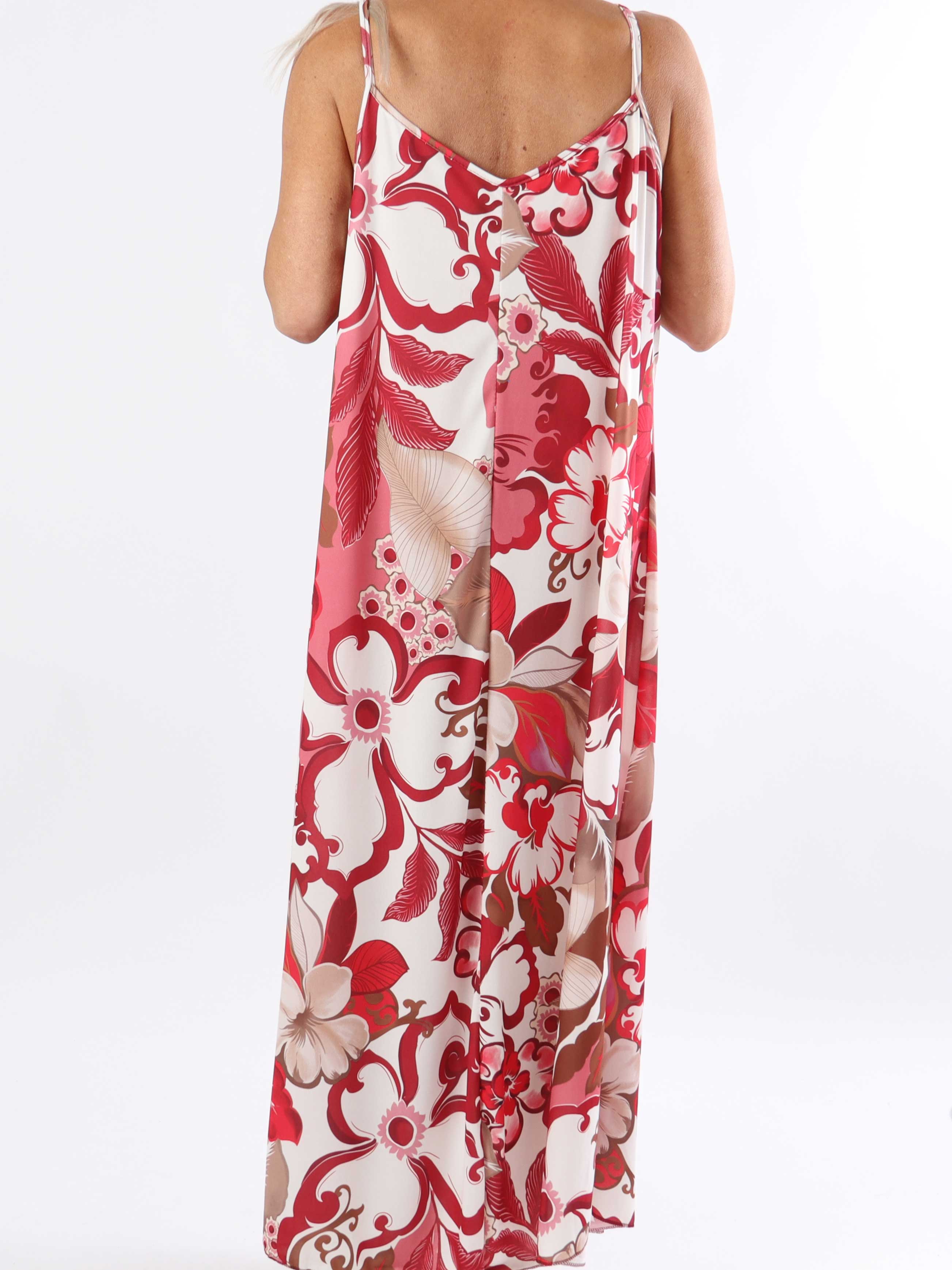 Maija - Plus size stropkjole i elastisk stof med blomster